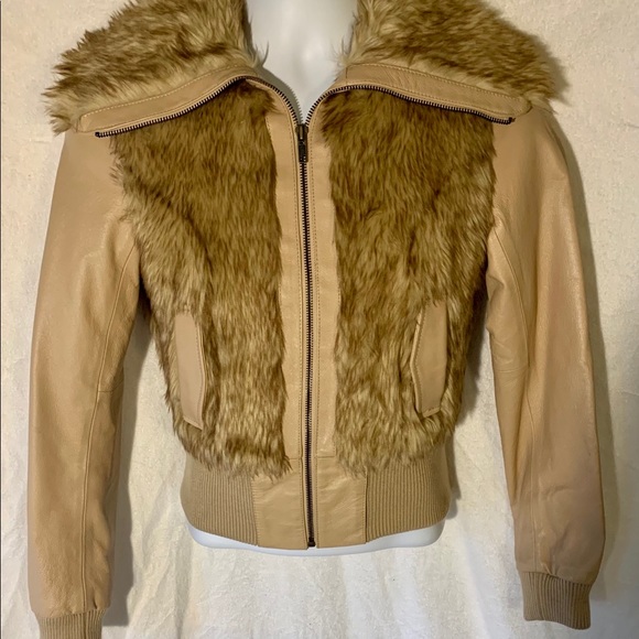 H&M Genuine Leather Faux Fur Jacket Sz 4 Sold Out! - Picture 6 of 9